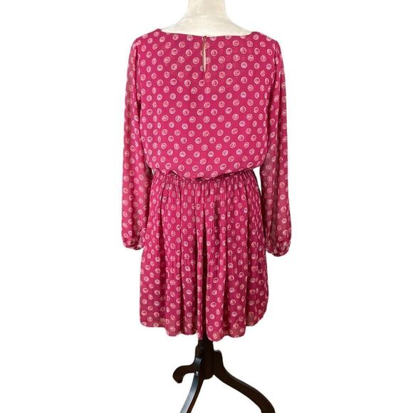 Elle Raspberry Colored Long Sleeve Dress, Size L - Picture 2 of 6